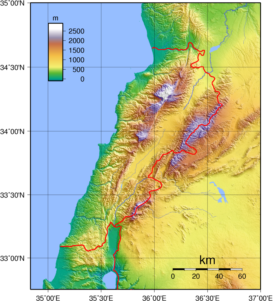 Carte Physique Du Liban