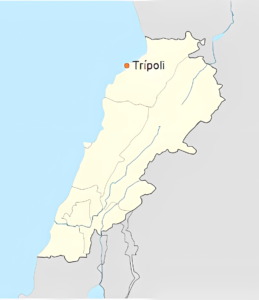 Carte de localisation de Tripoli au Liban.