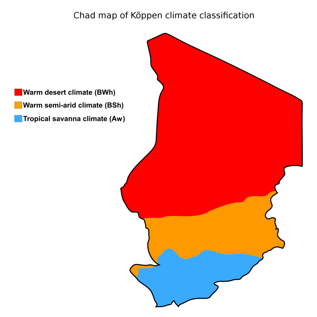 Carte climatique du Tchad.