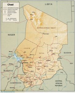 Carte en relief ombré du Tchad.