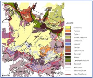 Carte géologique du bassin du lac Tchad (BGR 2012).