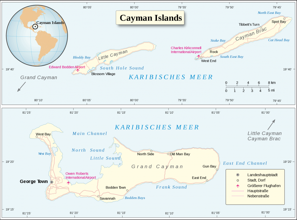 Carte des îles Caïmans