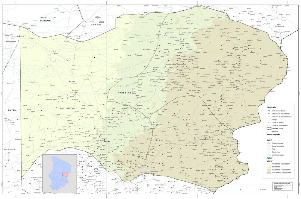 Carte de la province du Wadi Fira.