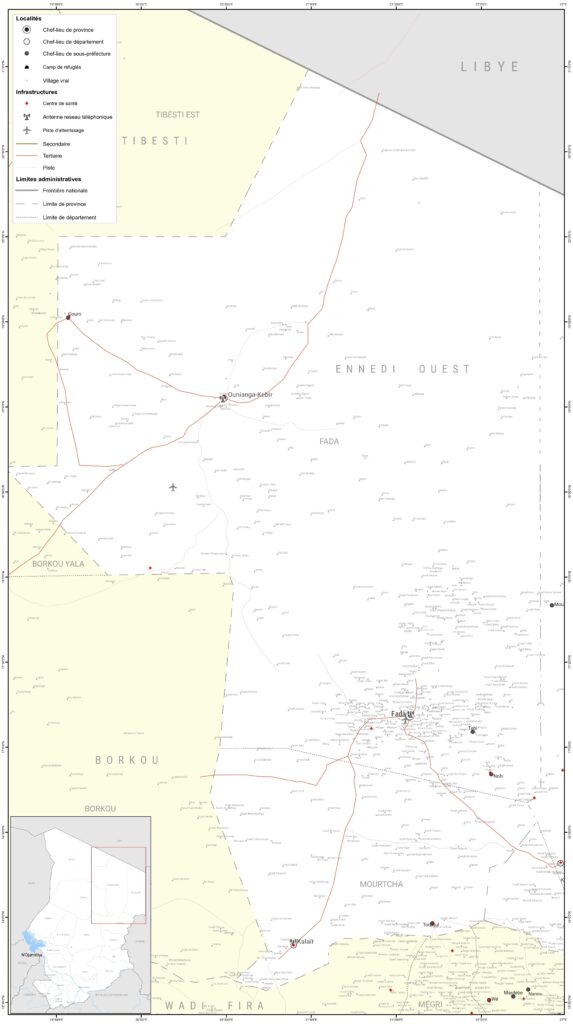 Carte de la province de l'Ennedi Oest.