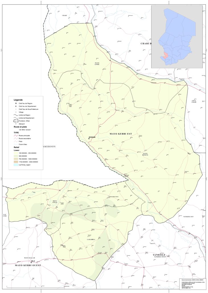 Carte de la province du Mayo-Kebbi Est.