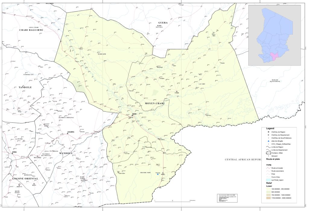 Carte de la province du Moyen-Chari.