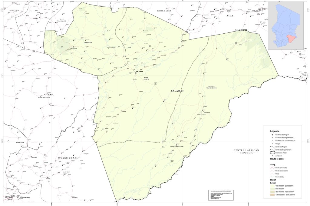 Carte de la province du Salamat.