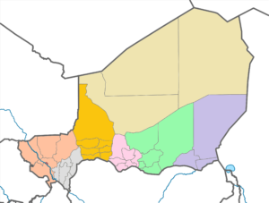 Carte vierge colorée du Niger.