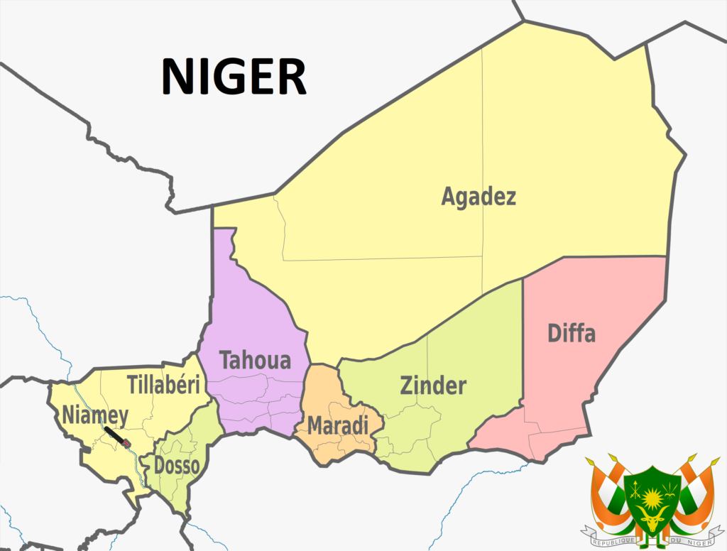 Carte des régions du Niger.