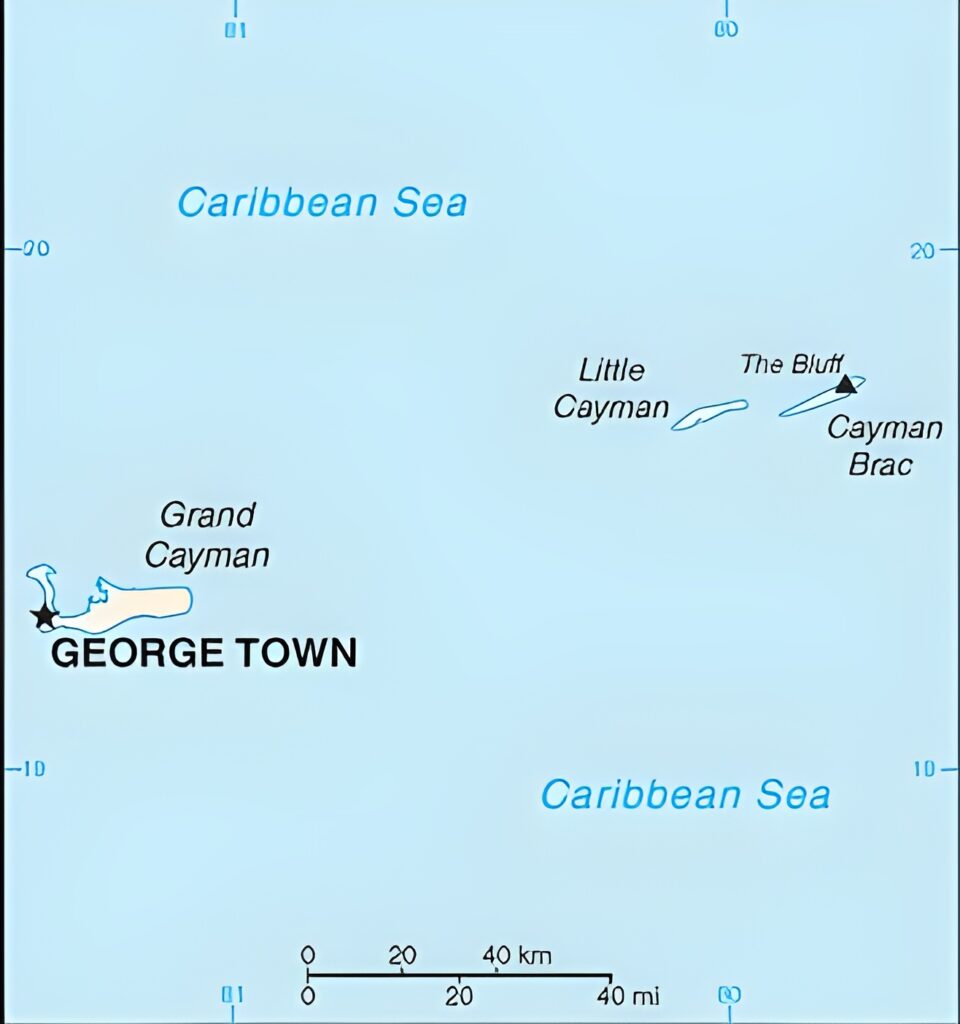 Carte des principales-iles des iles Caimans