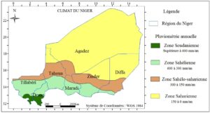 Carte des zones climatiques du Niger.