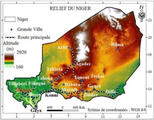 Carte du relief du Niger.
