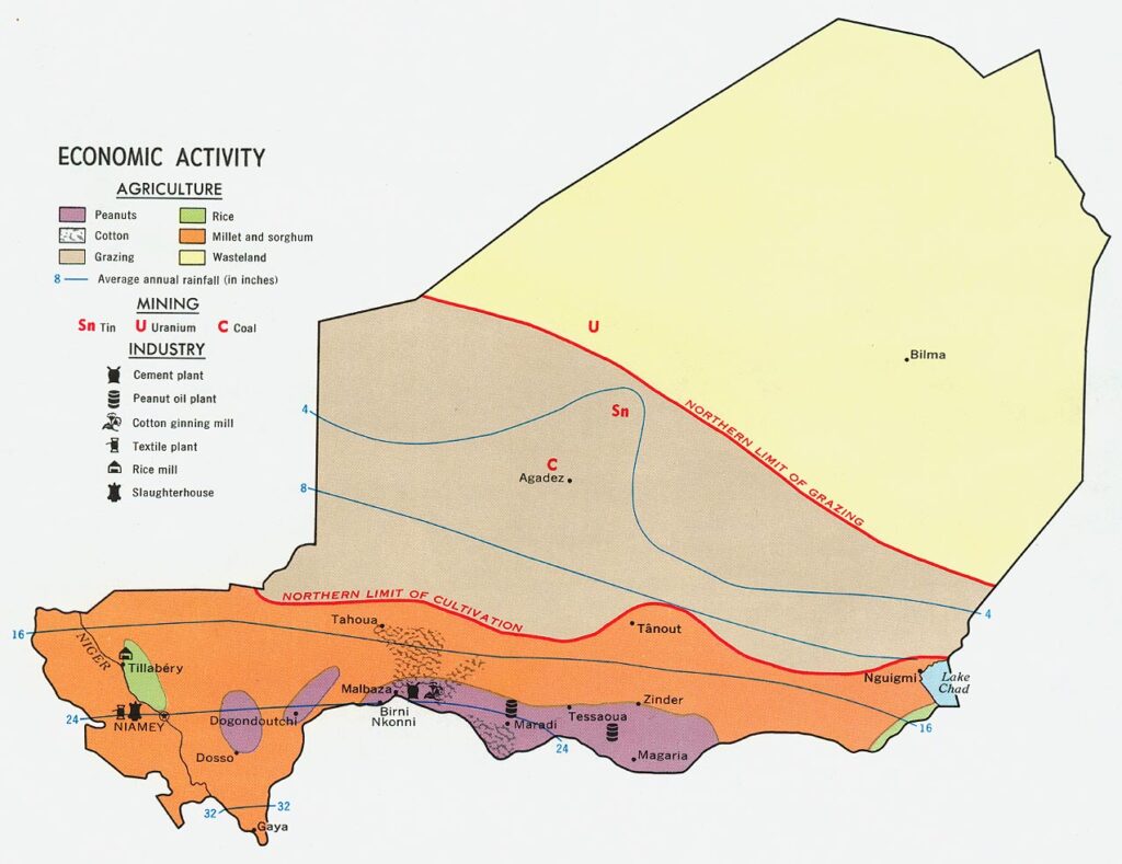 Carte économique du Niger.