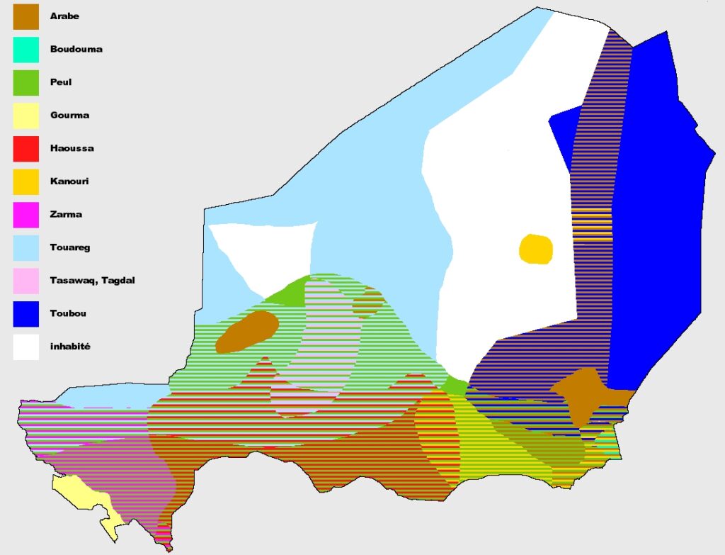 Carte linguistique du Niger.