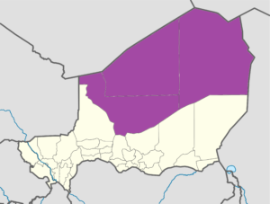 Carte de localisation de la région d'Agadez.