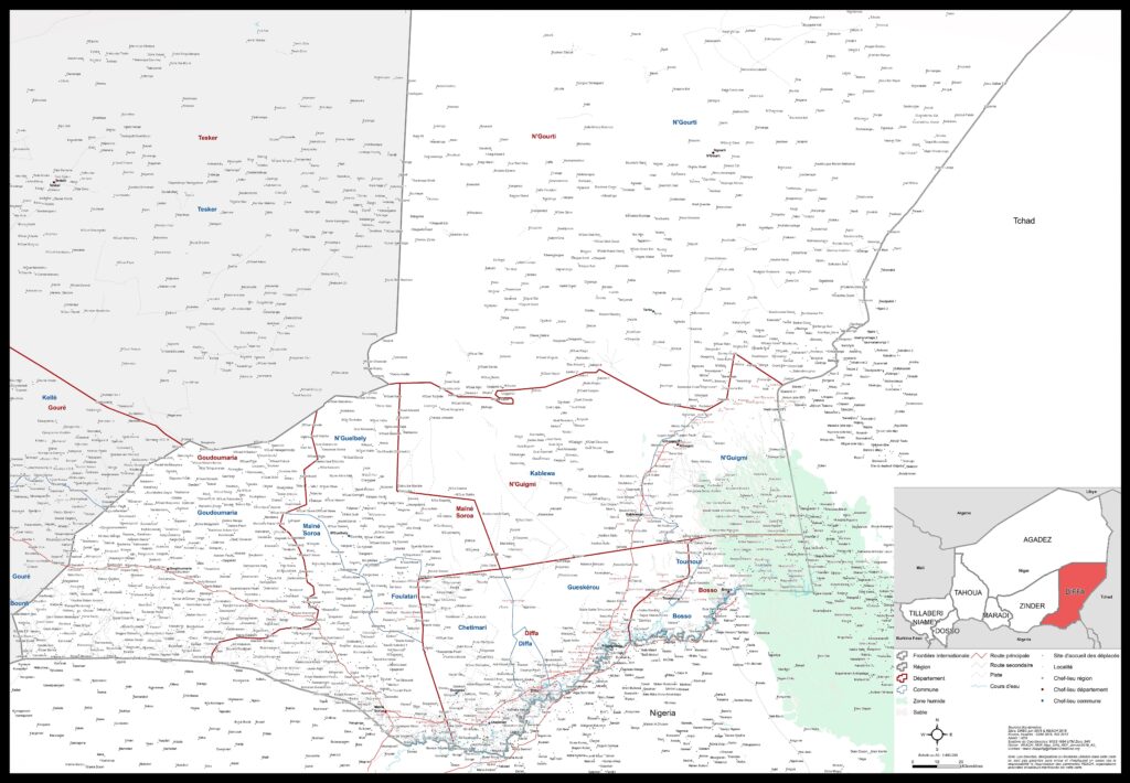 Carte de la région de Diffa.