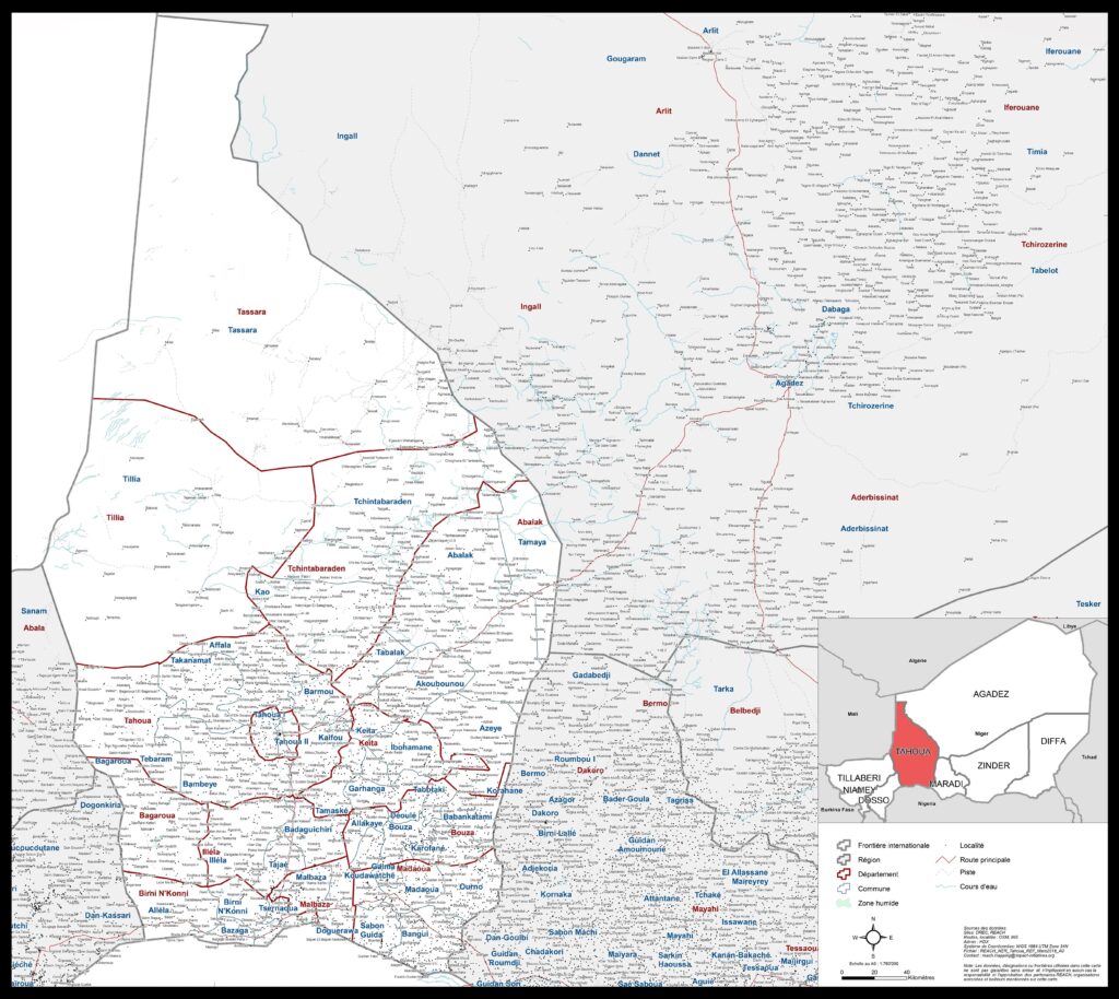 Carte de la région de Tahoua.