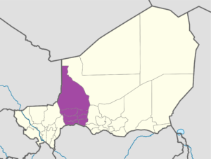 Carte de localisation de la région de Tahoua.
