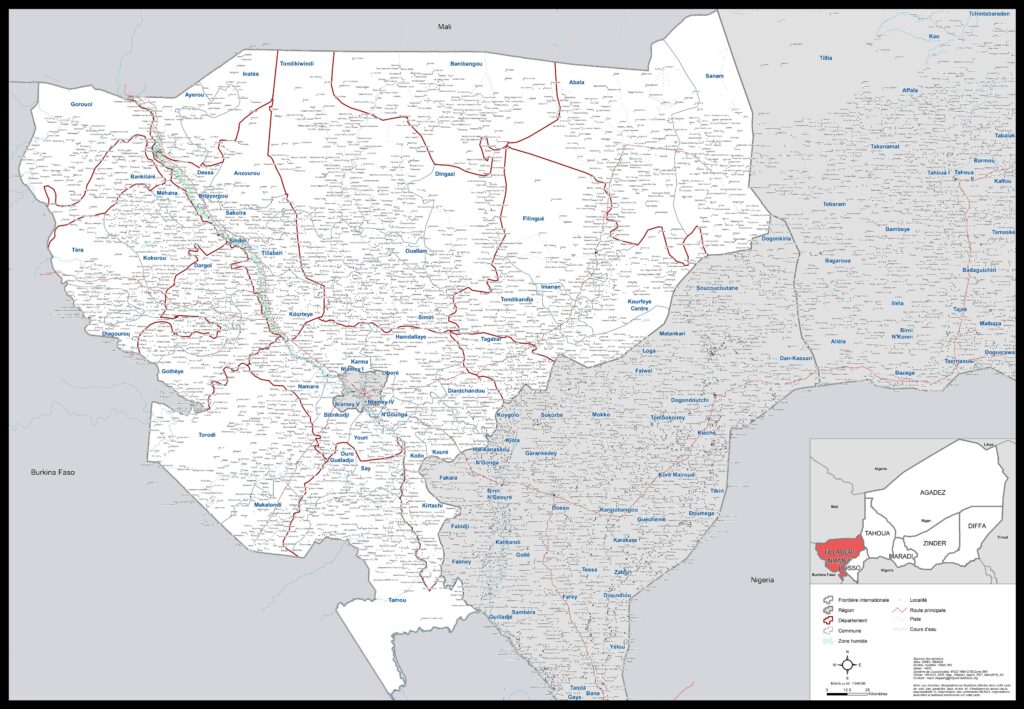 Carte de la région de Tillabéri.