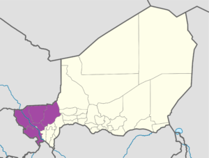 Carte de localisation de la région de Tillabéri.