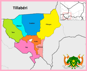 Carte des départements de la région de Tillabéri jusqu'en 2011.
