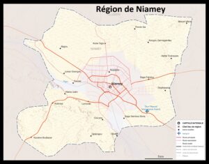 Carte de la région de Niamey.
