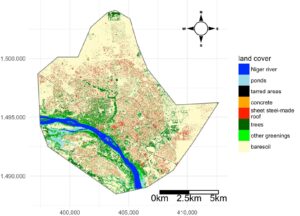 Carte de la ville de Niamey avec 8 classes d'occupation du sol.