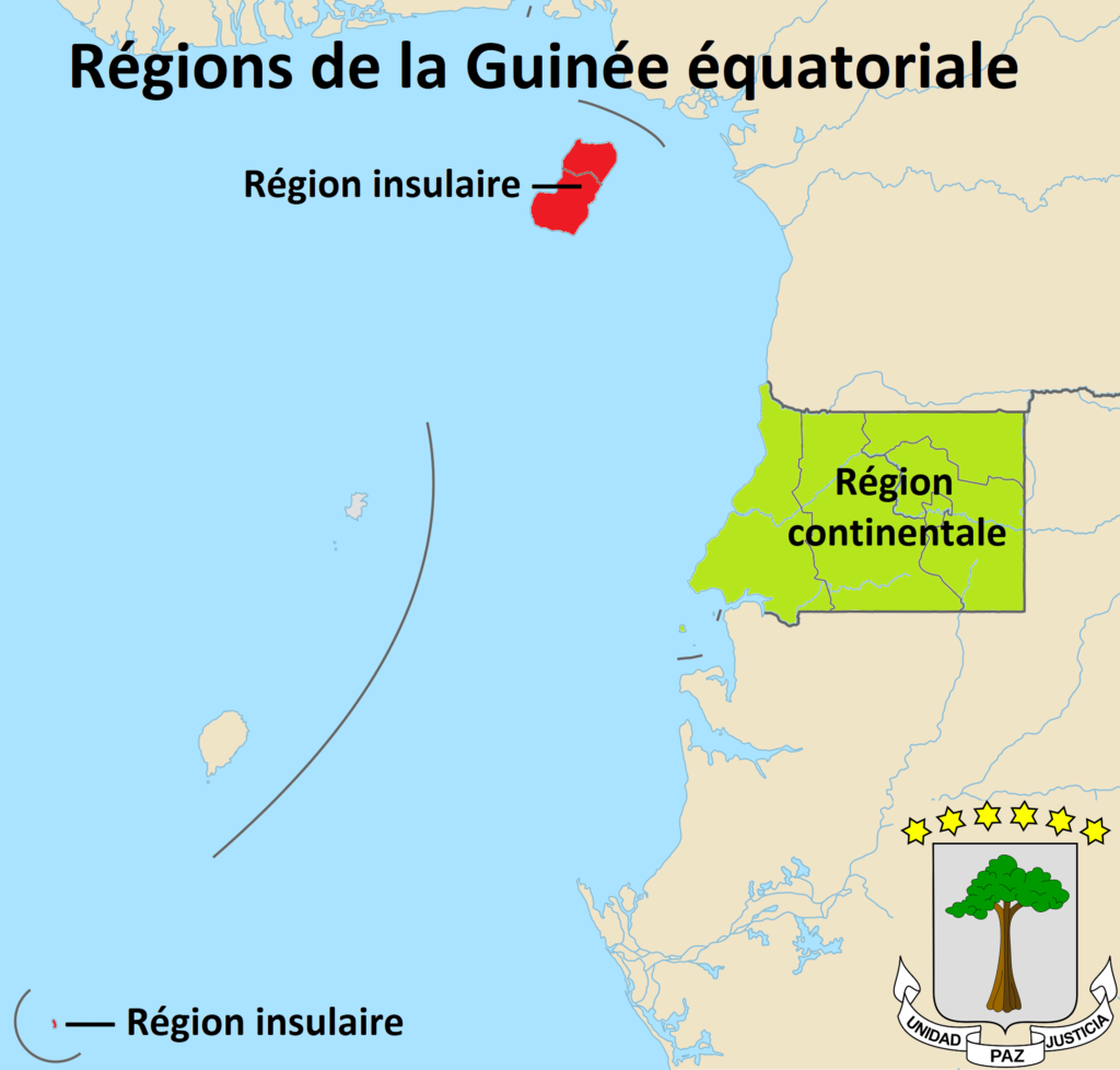 Carte des régions de la Guinée équatoriale.