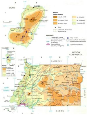 Carte physique de la Guinée équatoriale