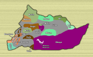 Carte des groupes ethno-linguistiques de la région de l'Adamaoua.
