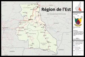 Carte de la région de l’Est, Cameroun