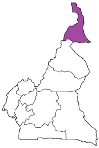 Carte de localisation de la région de l'Extrême-Nord au Cameroun.