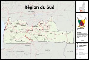 Carte de la région du Sud, Cameroun