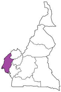 Carte de localisation de la région du Sud-Ouest au Cameroun.