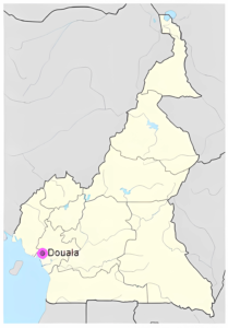 Carte de localisation de Douala au Cameroun.