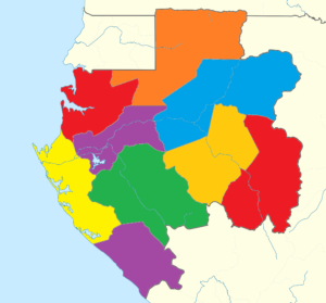 Carte vierge colorée du Gabon.