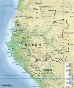 Carte topographique du Gabon.