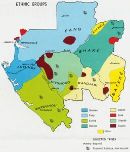 Carte des ethnies du Gabon de 1968.