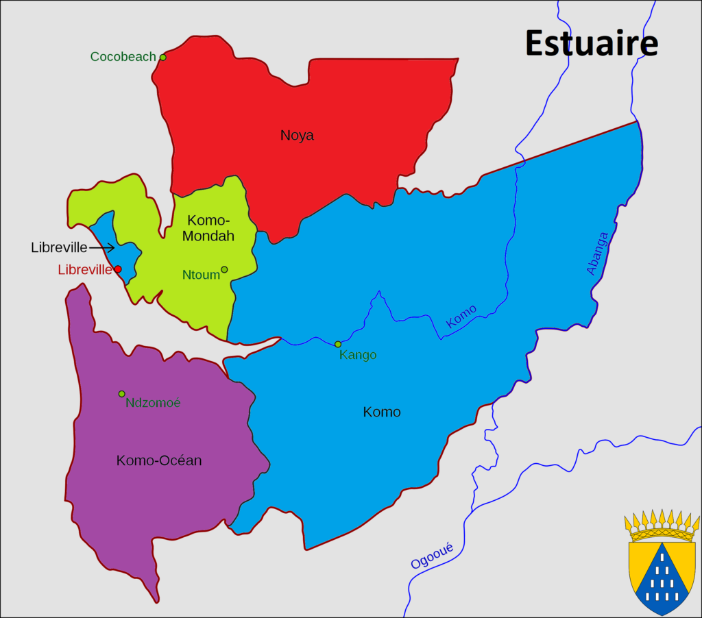 Carte de la province de l'Estuaire, Gabon.