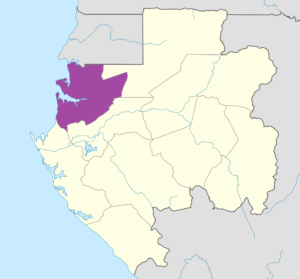 Carte de localisation de la province de l'Estuaire au Gabon.