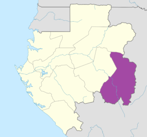 Carte de localisation de la province du Haut-Ogooué au Gabon.