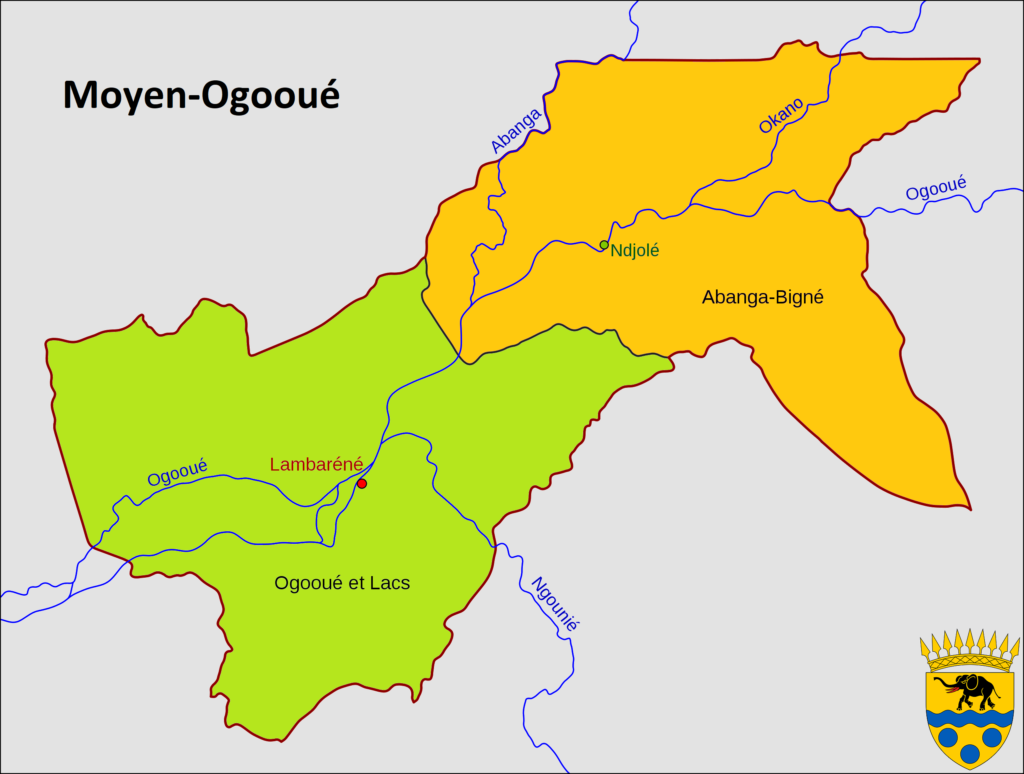 Carte de la province du Moyen-Ogooué.