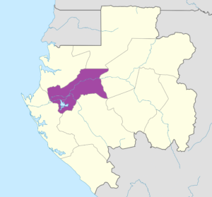 Carte de localisation de la province du Moyen-Ogooué au Gabon.