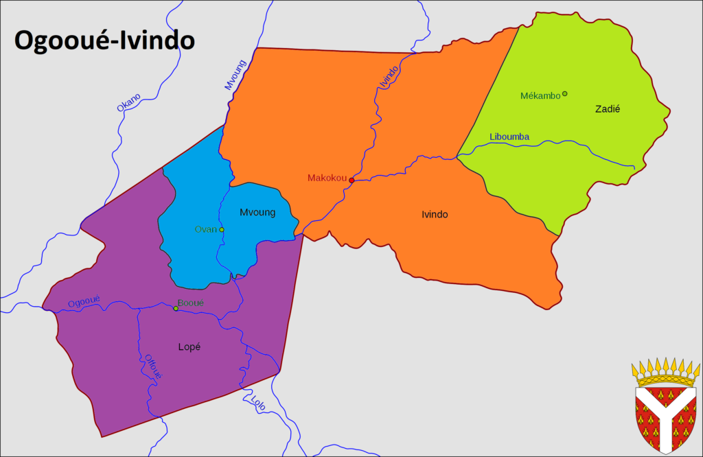 Carte de la province de l'Ogooué-Ivindo.