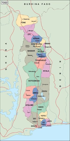 Carte politique du Togo