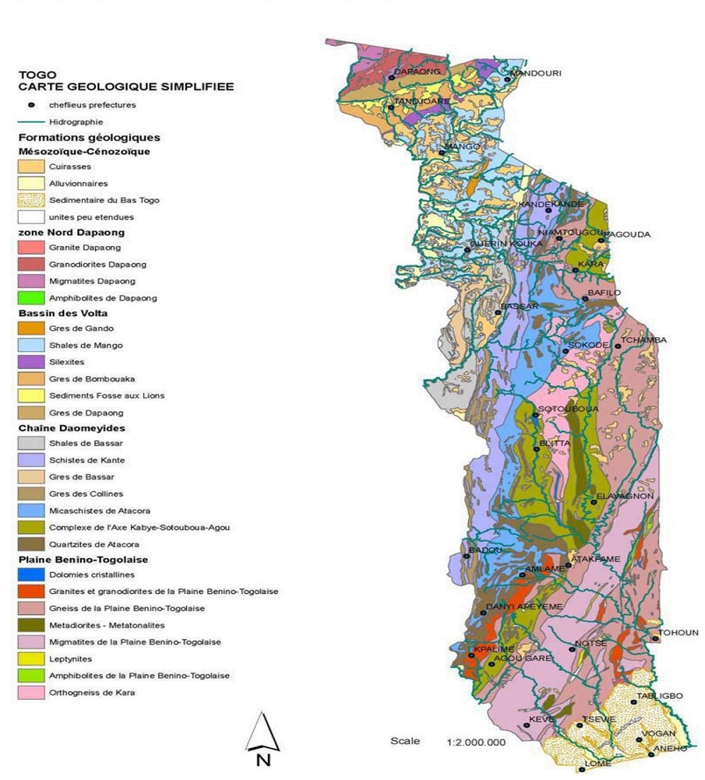 Carte géologique du Togo.