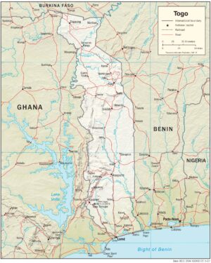 Carte physique du Togo