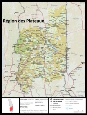 Carte de la région des Plateaux, Togo