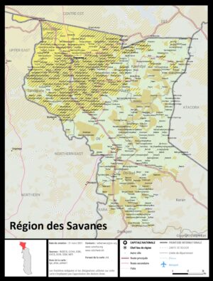 Carte de la région des Savanes, Togo