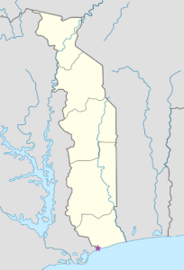 Carte de localisation de Lomé au Togo.